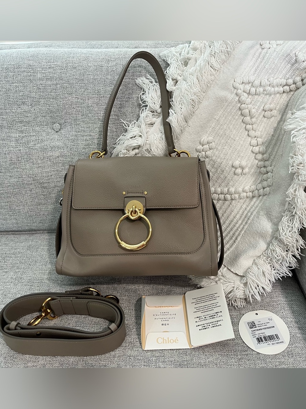 Limited Edition Chloe Small Tess Day Bag Calfskin Leather Motty Grey Tan